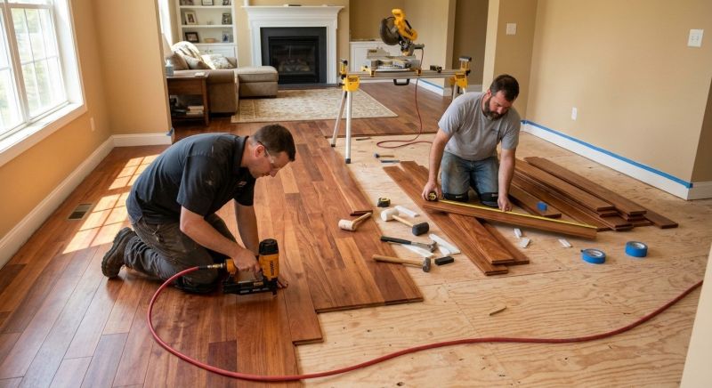 Cherry Floor Installation in Arlington, MA
