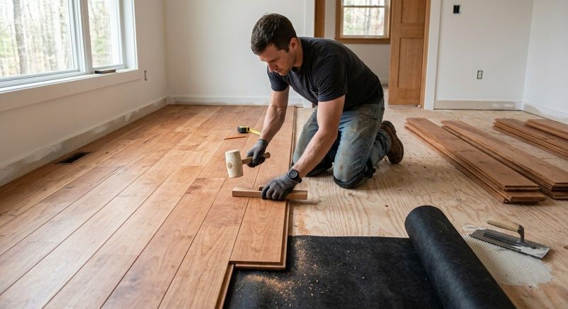 Cherry Floor Installation in Canton, MA