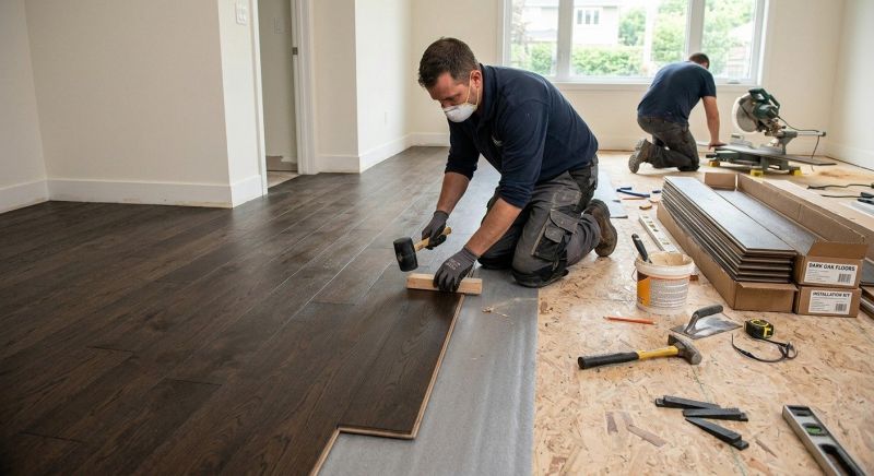 Dark Wood Floor Installation in Middlesex County, MA