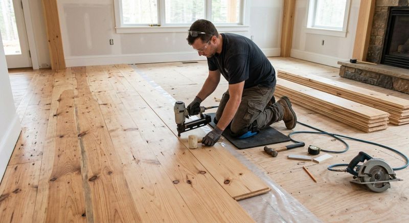 Pine Floor Installation in Middlesex County, MA